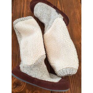Acorn Womens Cozy Slipper Socks With Sherpa Fleece & Suede Accents Size 5-6